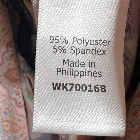 MARKET & SPRUCE Floral Romper 3/4 Sleeve V-Neck Tie Waist Blue Mutli Size L NWT - Picture 10 of 11